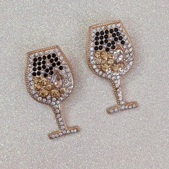 Rhinestone crystal bling wine stud earrings - Picture 5 of 8